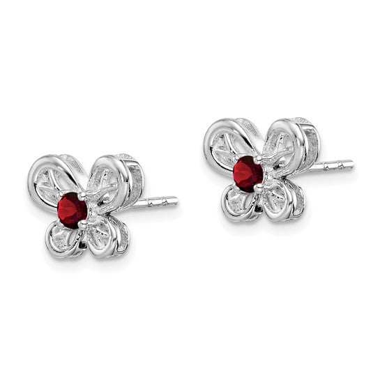 Sterling Silver Butterfly Garnet Earrings