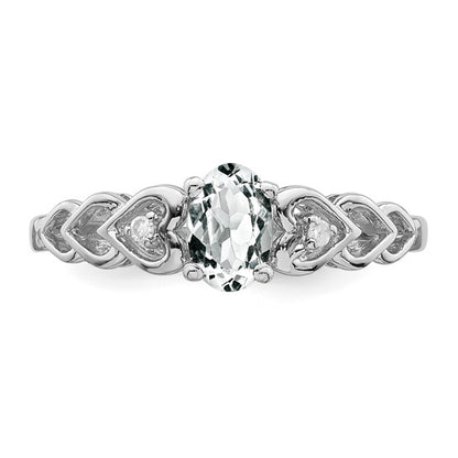 Sterling Silver Rhodium-plated White Topaz & Diamond Ring