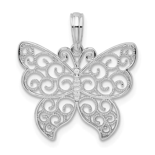 Sterling Silver Filigree Wing Butterfly Charm