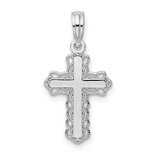 Sterling Silver Lace Trim Cross Charm
