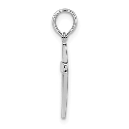 sterling Silver Rhodium Plated Polished Cross Charm