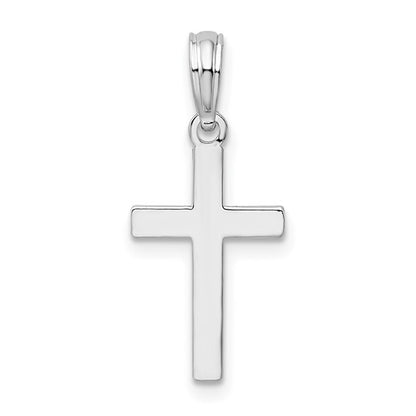 sterling Silver Rhodium Plated Polished Cross Charm