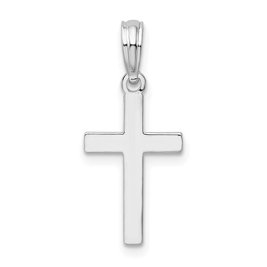 sterling Silver Rhodium Plated Polished Cross Charm