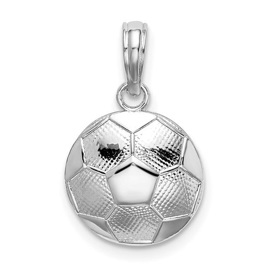 Sterling Silver Rhodium-Plated & Textured Soccer Ball Charm