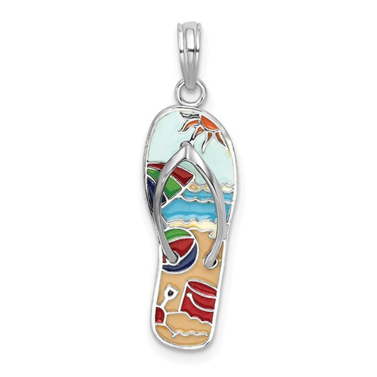 Sterling Silver 3D Flip Flop Charm