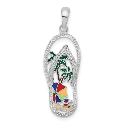 Sterling Silver Beach Scene Flip-Flop Charm