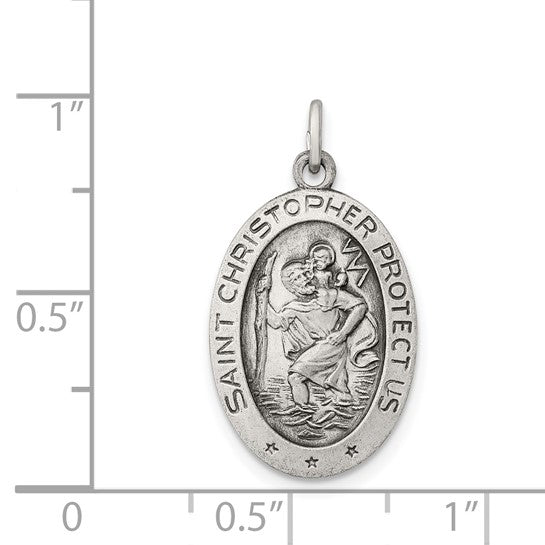 Sterling Silver Antiqued St. Christopher Medal