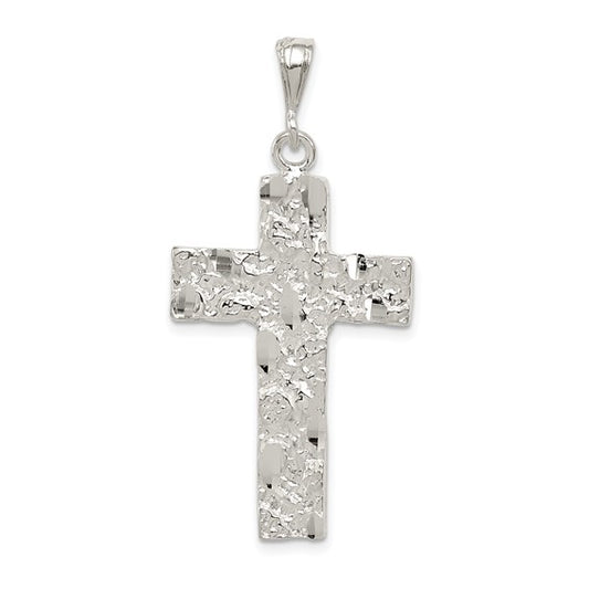Sterling Silver Nugget Cross Charm
