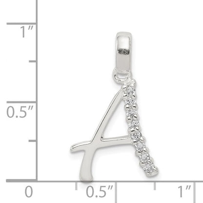 Sterling Silver CZ Letter Initial Pendant