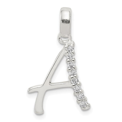 Sterling Silver CZ Letter Initial Pendant