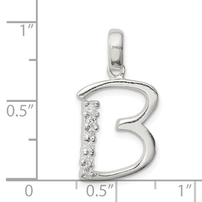 Sterling Silver CZ Letter Initial Pendant