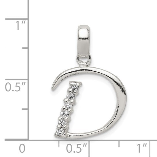 Sterling Silver CZ Letter Initial Pendant