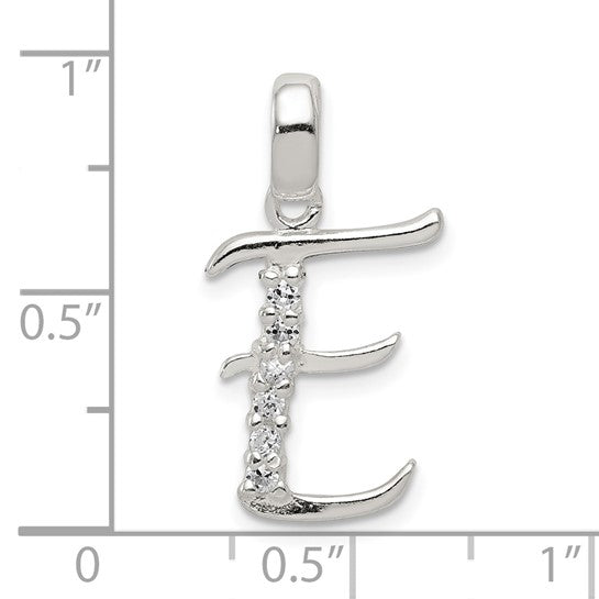 Sterling Silver CZ Letter Initial Pendant