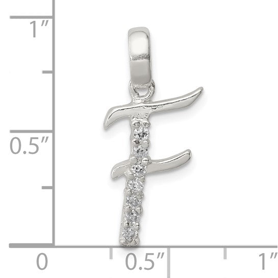 Sterling Silver CZ Letter Initial Pendant