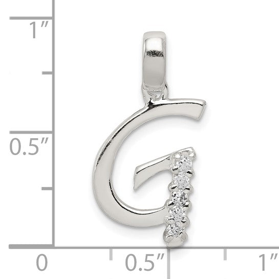 Sterling Silver CZ Letter Initial Pendant