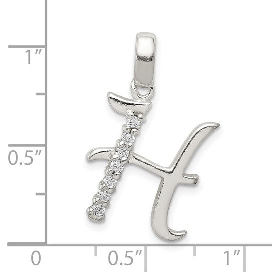 Sterling Silver CZ Letter Initial Pendant