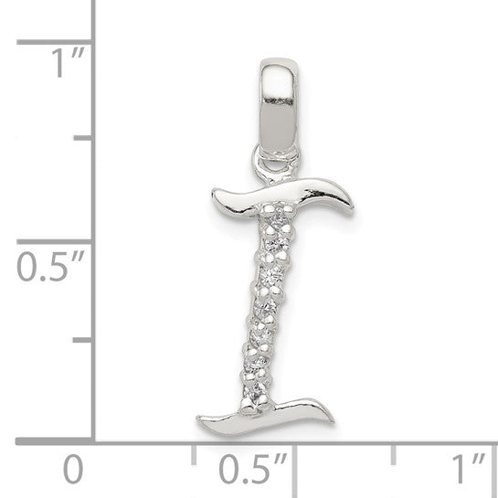 Sterling Silver CZ Letter Initial Pendant