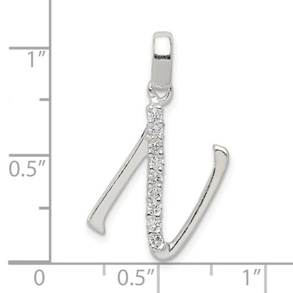 Sterling Silver CZ Letter Initial Pendant