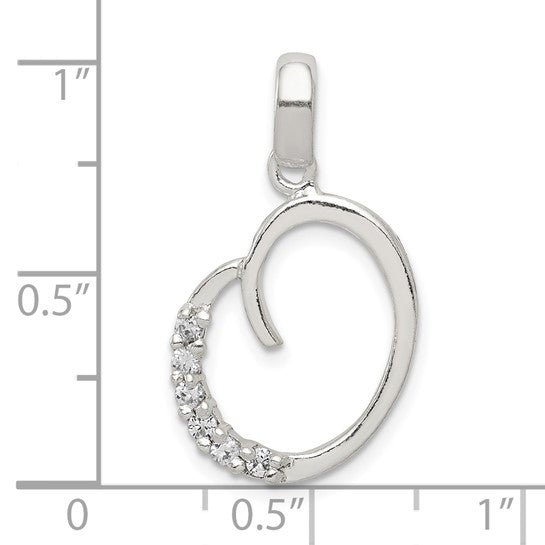 Sterling Silver CZ Letter Initial Pendant