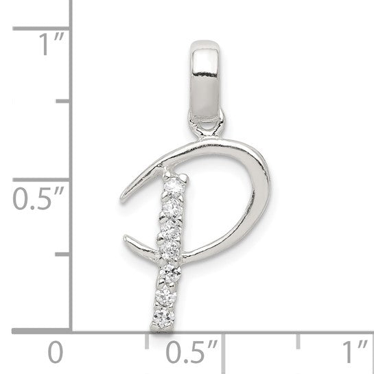 Sterling Silver CZ Letter Initial Pendant