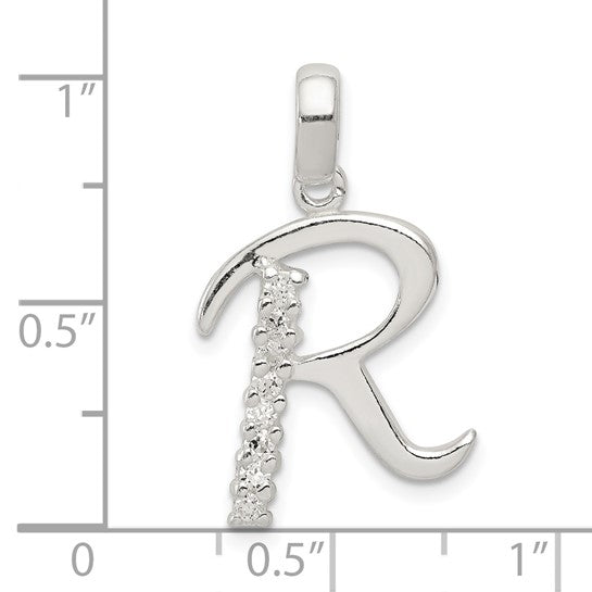 Sterling Silver CZ Letter Initial Pendant