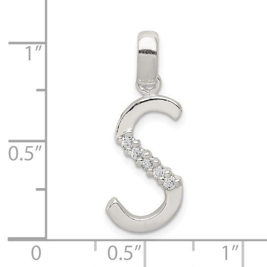 Sterling Silver CZ Letter Initial Pendant