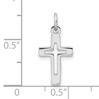 Sterling Silver Platinum-Plated Cross Charm