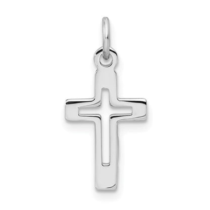 Sterling Silver Platinum-Plated Cross Charm