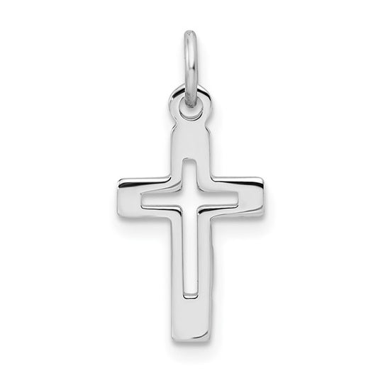 Sterling Silver Platinum-Plated Cross Charm