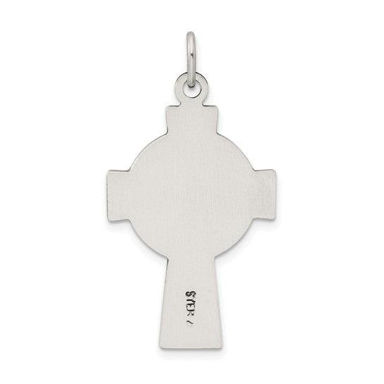 Sterling Silver Antiqued Satin Irish Cross Pendant