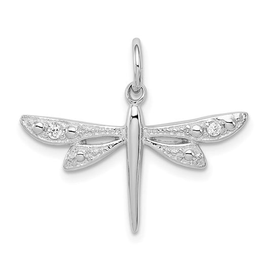 Sterling Silver CZ Dragonfly Charm