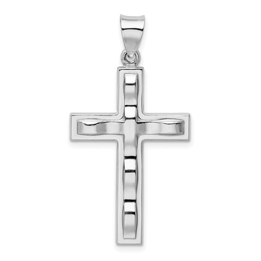 Sterling Silver Rhodium-plated Polished Cross Charm
