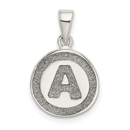 Sterling Silver Glitter Enamel Letter Initial Circle Pendant