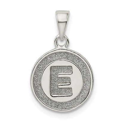 Sterling Silver Glitter Enamel Letter Initial Circle Pendant