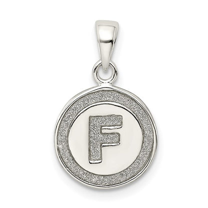 Sterling Silver Glitter Enamel Letter Initial Circle Pendant