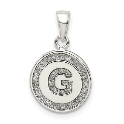 Sterling Silver Glitter Enamel Letter Initial Circle Pendant