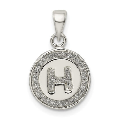 Sterling Silver Glitter Enamel Letter Initial Circle Pendant