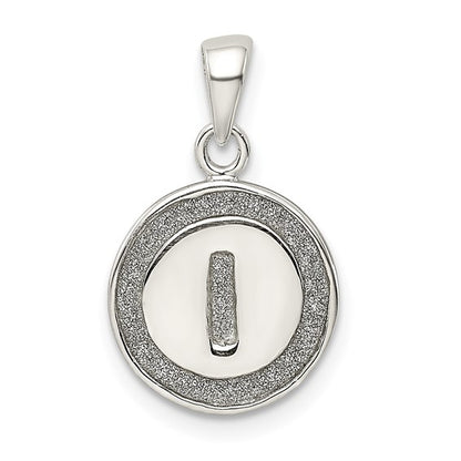 Sterling Silver Glitter Enamel Letter Initial Circle Pendant