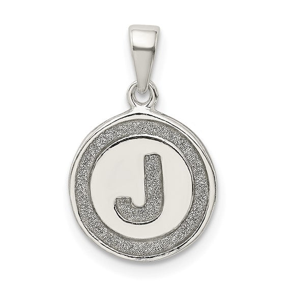 Sterling Silver Glitter Enamel Letter Initial Circle Pendant