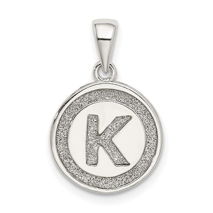 Sterling Silver Glitter Enamel Letter Initial Circle Pendant