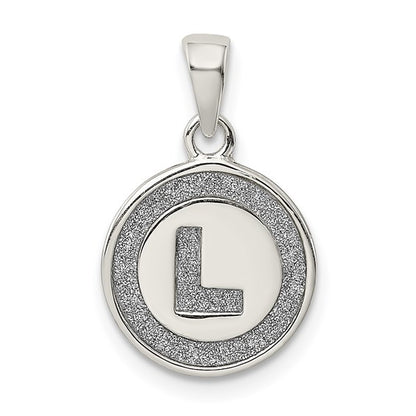 Sterling Silver Glitter Enamel Letter Initial Circle Pendant