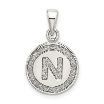 Sterling Silver Glitter Enamel Letter Initial Circle Pendant