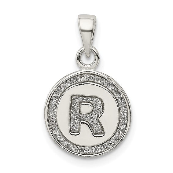 Sterling Silver Glitter Enamel Letter Initial Circle Pendant