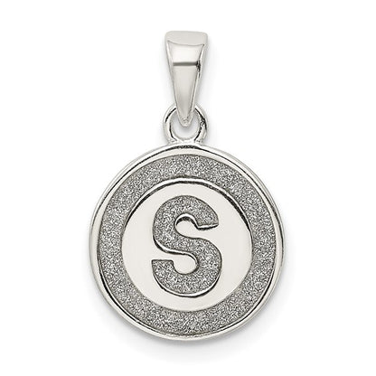 Sterling Silver Glitter Enamel Letter Initial Circle Pendant