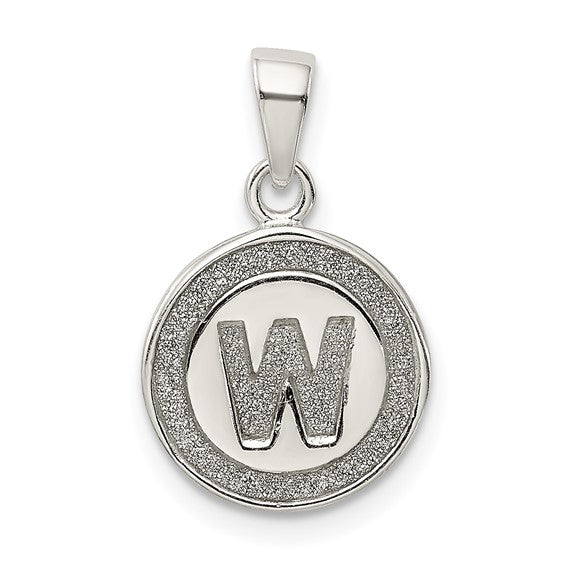 Sterling Silver Glitter Enamel Letter Initial Circle Pendant