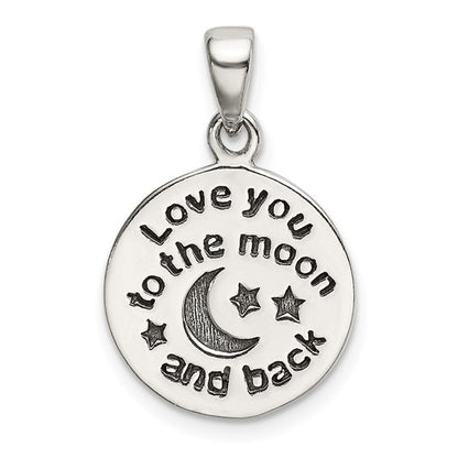 Sterling Silver LOVE YOU TO THE MOON Antiqued star & Moon Charm