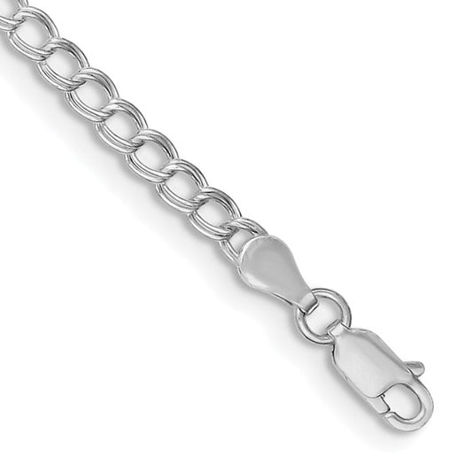 Sterling Silver 3.5mm Solid Double Link Charm Child's Bracelet