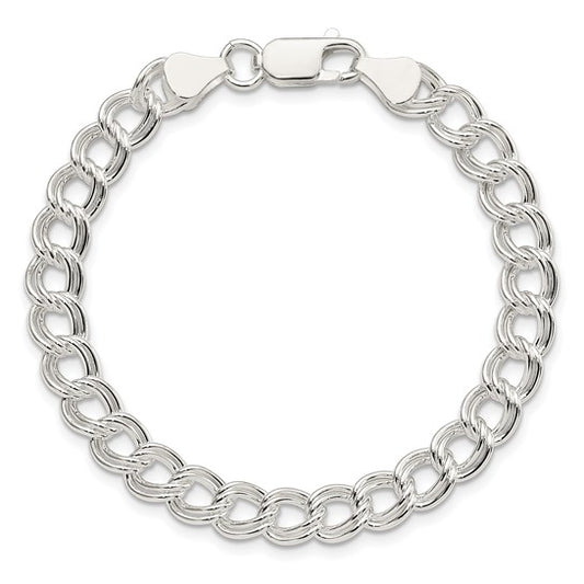 Sterling Silver 7mm Double Link Charm Bracelet