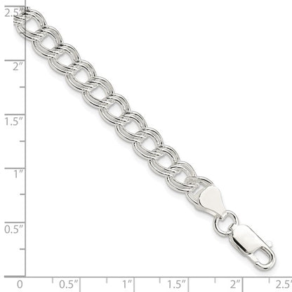 Sterling Silver 7mm Double Link Charm Bracelet