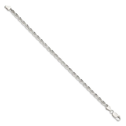 Sterling Silver 4.25mm Diamond-cut Rope Chain